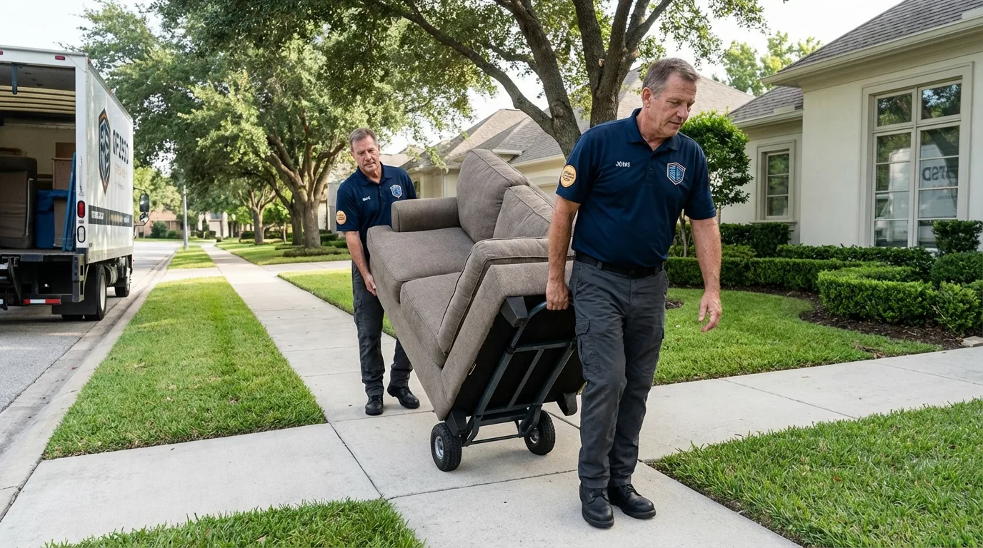 Local residential moving crew loading furniture in Mendota, IL